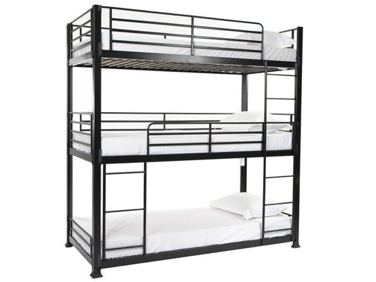 Bunkit No Bolt Heavy Duty Triple 3 Tier Metal Bunk Bed in Black