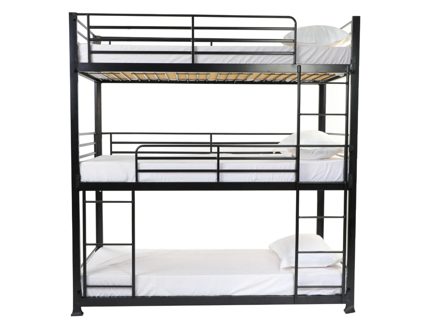 Bunkit No Bolt Heavy Duty Triple 3 Tier Metal Bunk Bed in Black