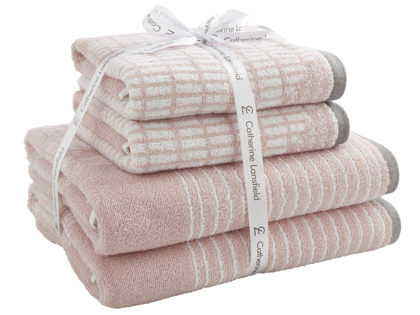 Catherine Lansfield Larsson Geo 100% Cotton Towels in Blush