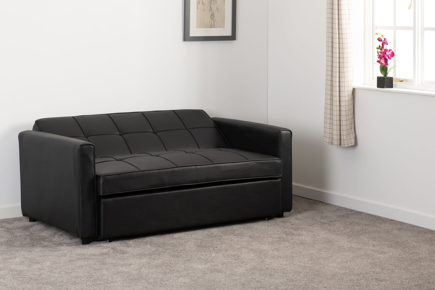 Astoria Sofa Bed in Black Faux Leather