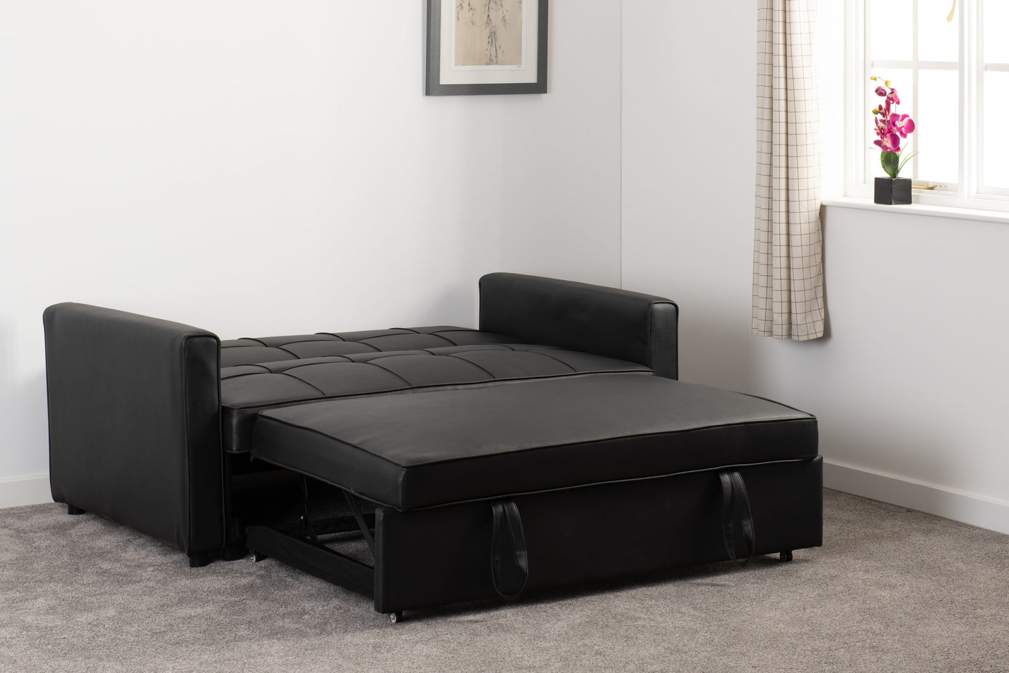 Astoria Sofa Bed in Black Faux Leather