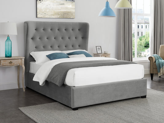 Belgravia Ottoman Bed Frame in Soft Grey Velvet