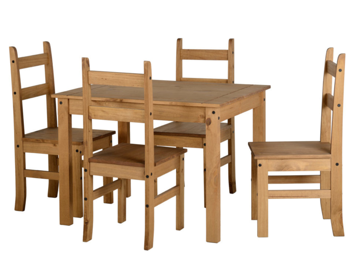 Corona Budget 4 Seat Dining Set in Distressed Waxed Pine