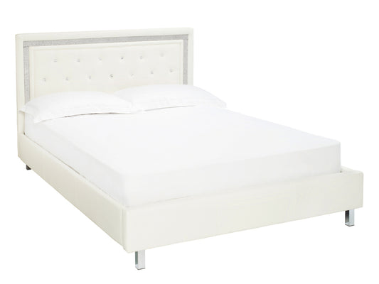 Crystalle Bed Frame in White Faux Leather