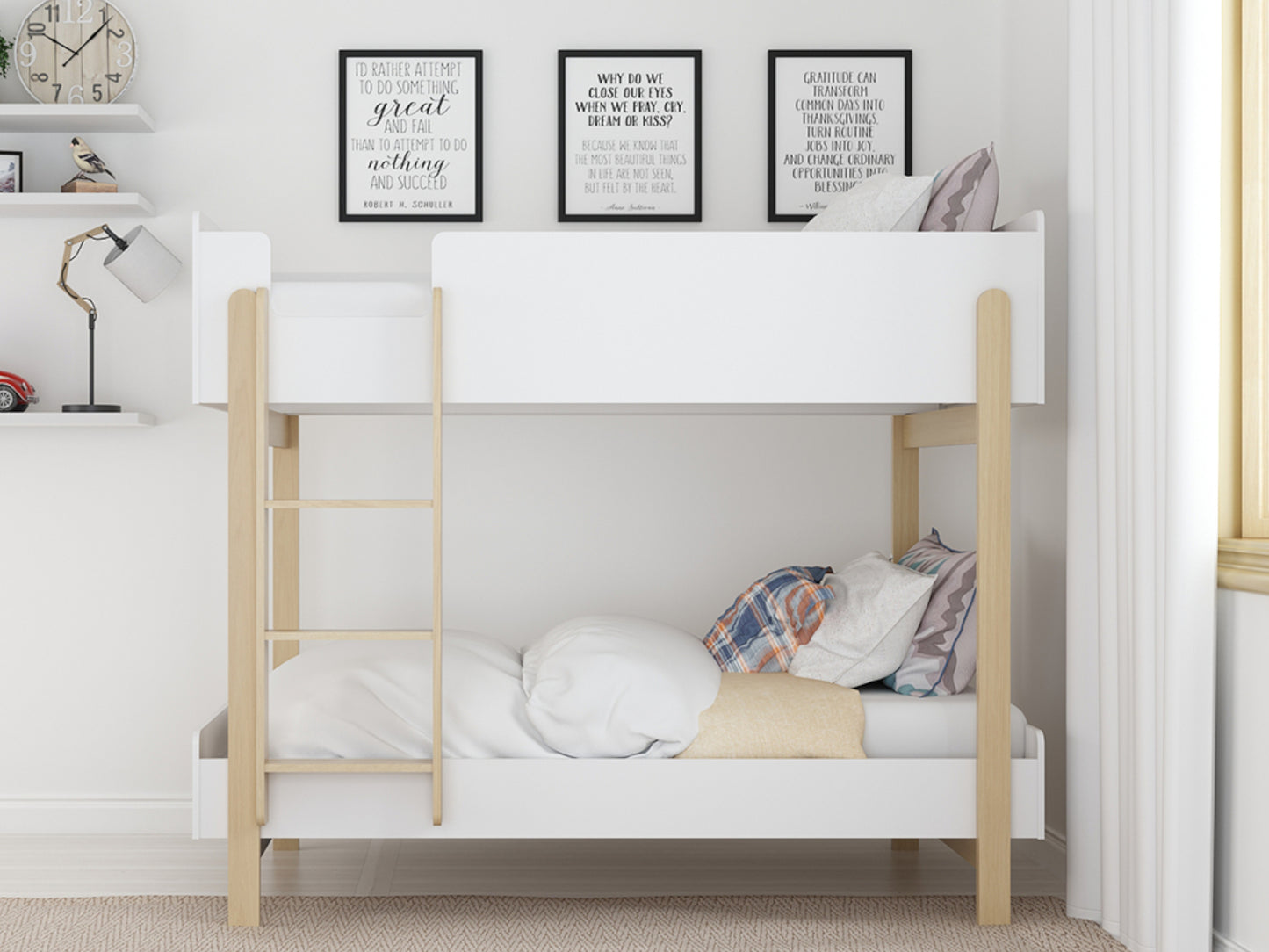 Hero Bunk Bed in White and Oak