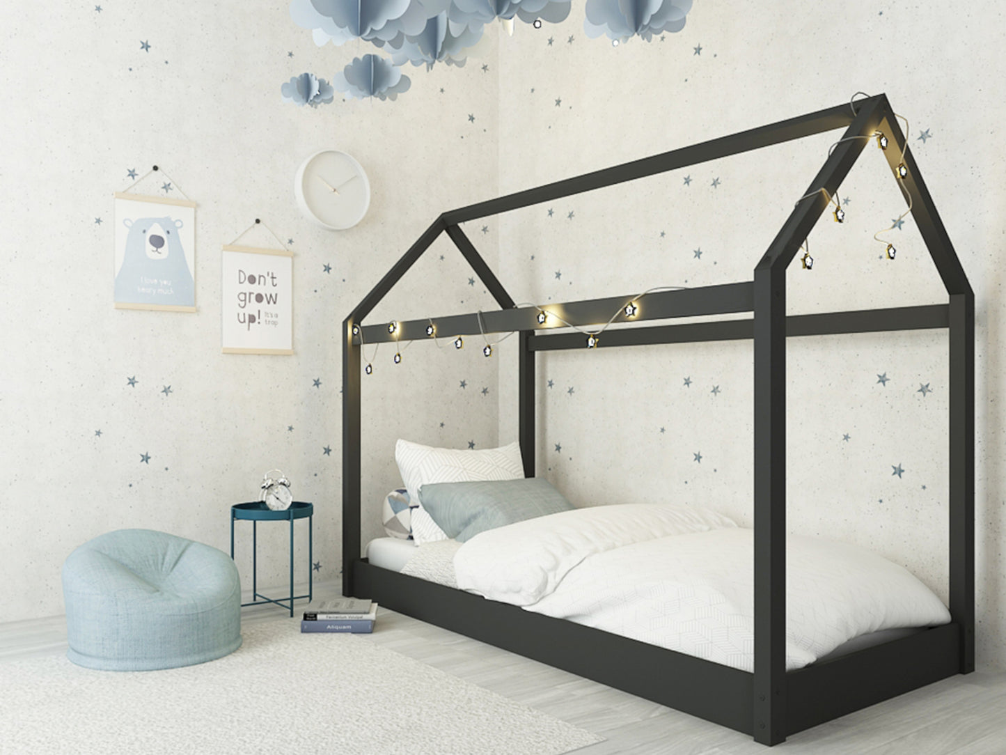 Hickory Kids House Bed in Black