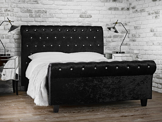 Isabella Bed Frame in Crushed Velvet Black