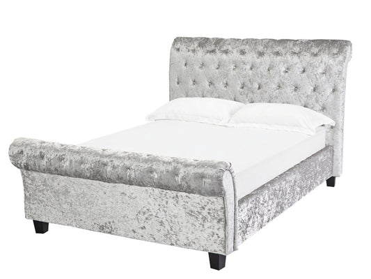 Isabella Bed Frame in Crushed Velvet Silver