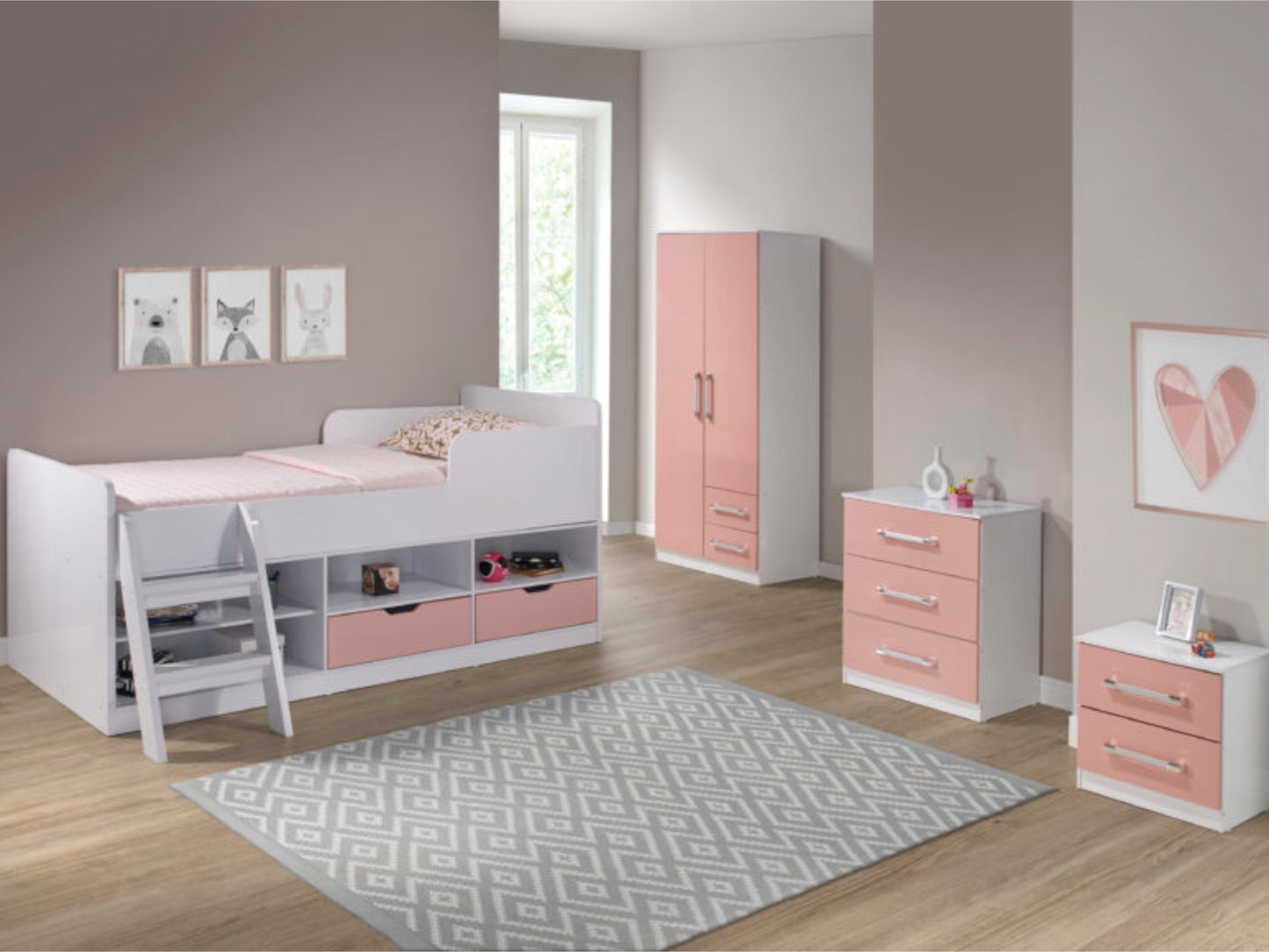 Jaspa Bedroom Set in Pink