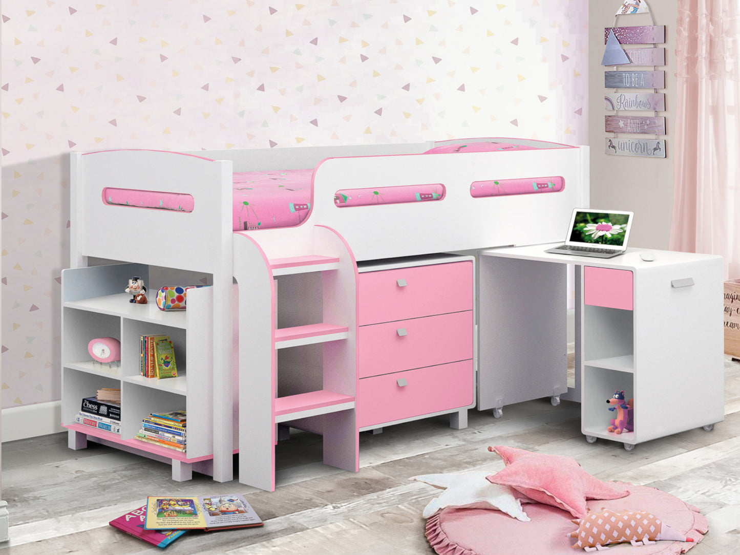 Kimbo Cabin bed in White/Pink