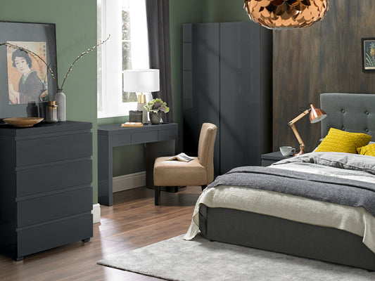 Puro Bedroom Furniture in Charcoal Gloss