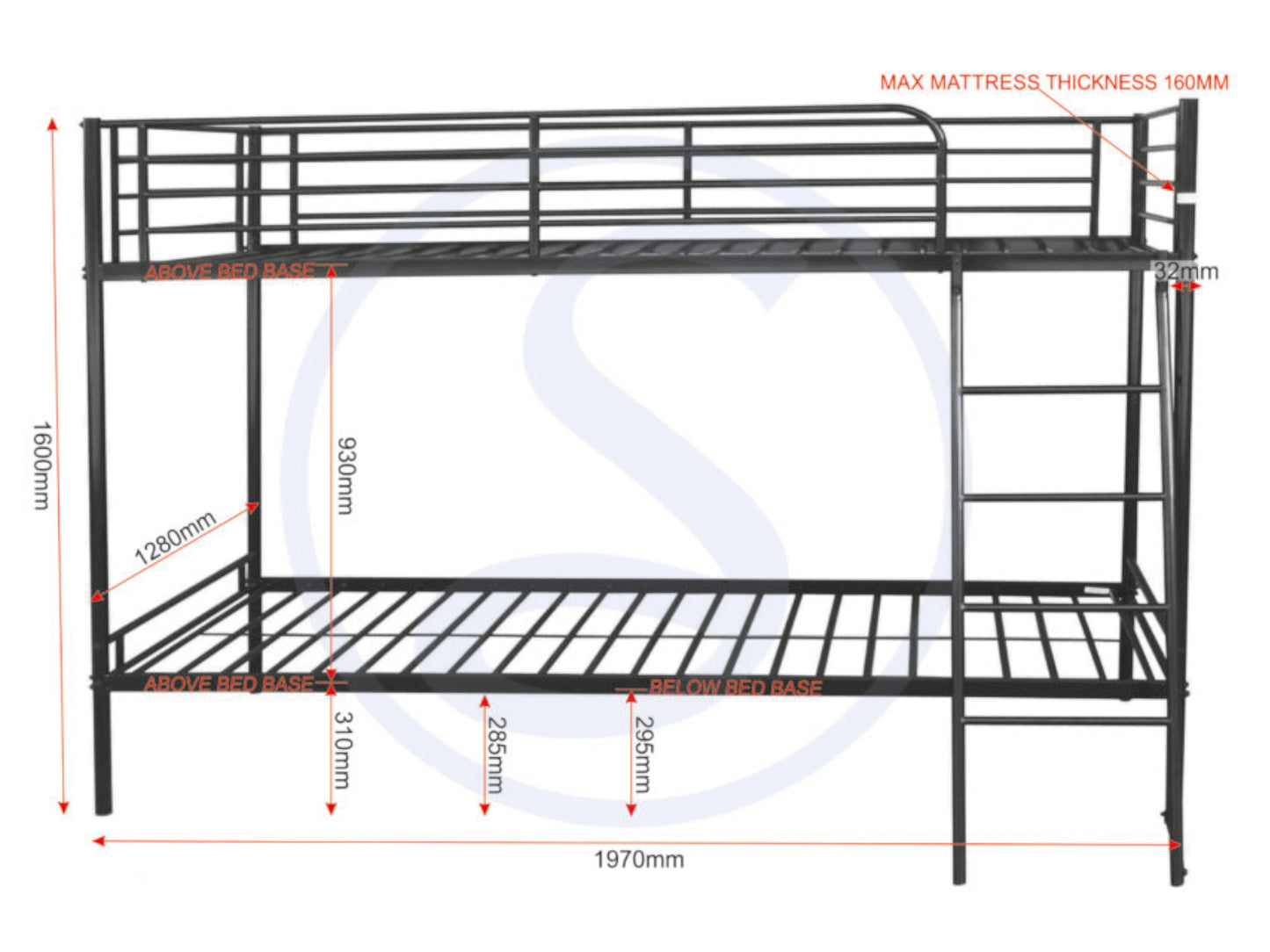 Brogan Metal Bunk Bed in White