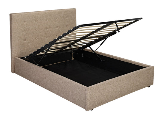 Lucca Ottoman Storage Bed Frame in Soft Beige