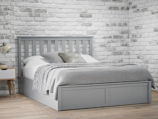 Oxford Wooden Ottoman Storage Bed in Grey