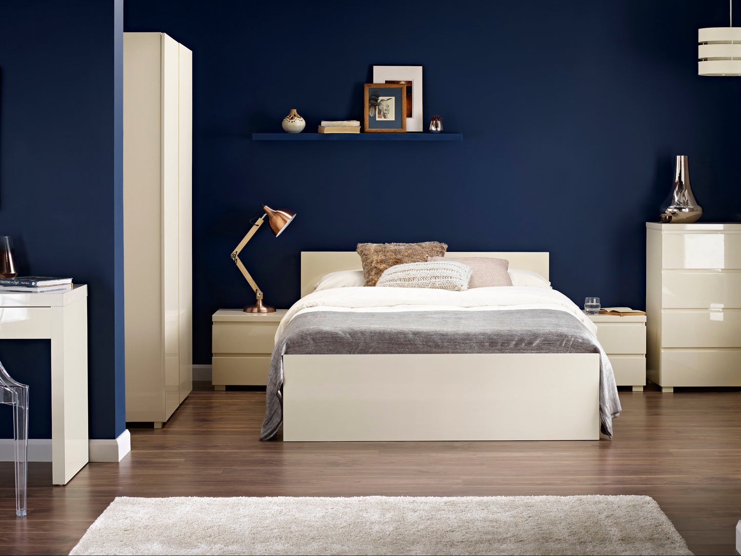 Puro Bedroom Furniture in Cream Gloss