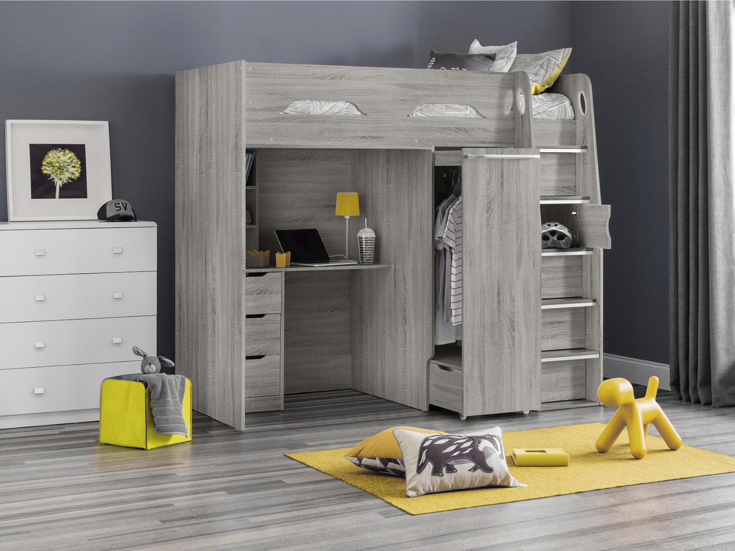 Pegasus High Sleeper - Grey Oak