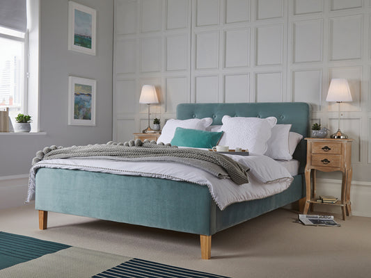 Pierre  Bed Frame in Velvet Aqua