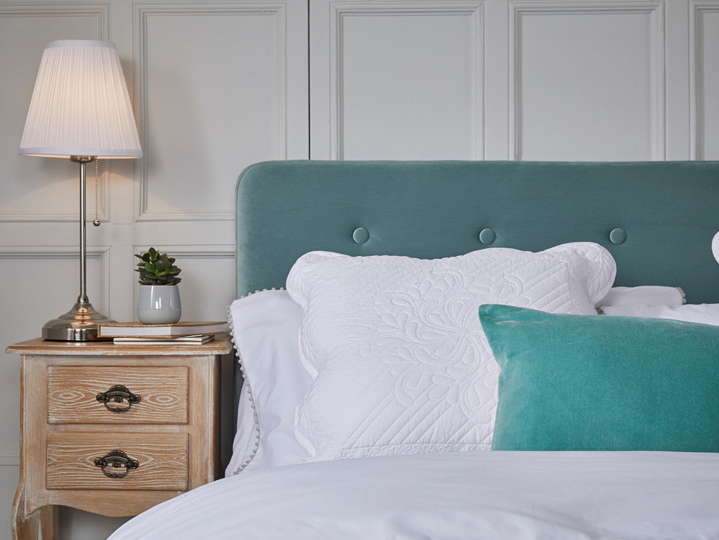 Pierre  Bed Frame in Velvet Aqua