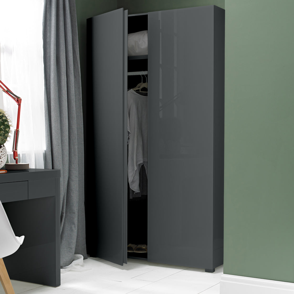 Puro Bedroom Furniture in Charcoal Gloss