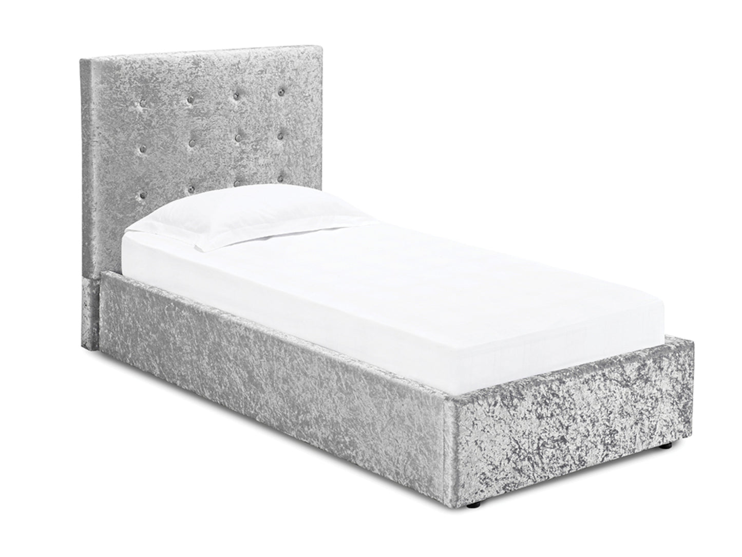 Rimini Ottoman Storage Bed Frame in Crushed Silver