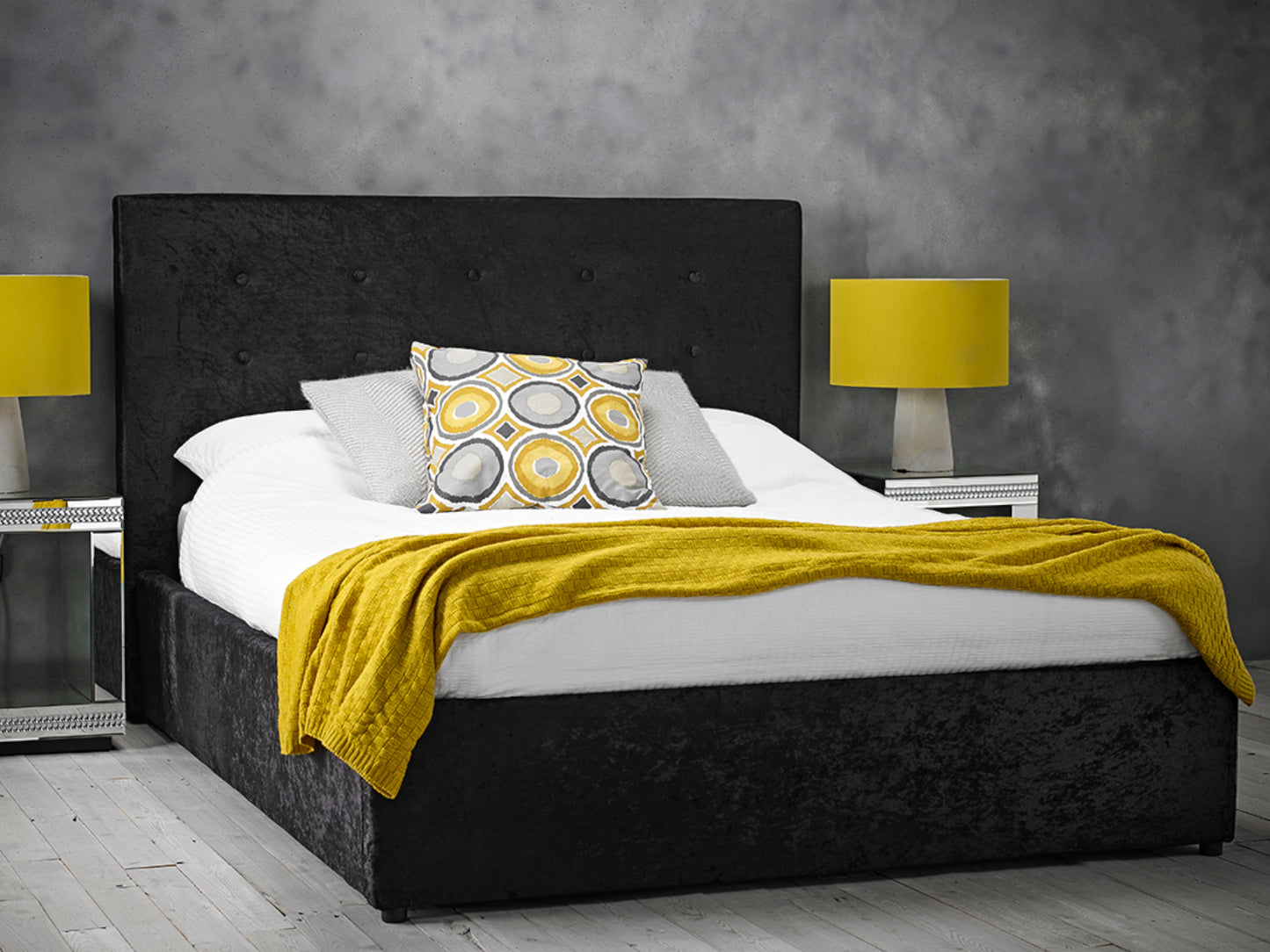 Rimini Ottoman Storage Bed Frame in Crushed Black