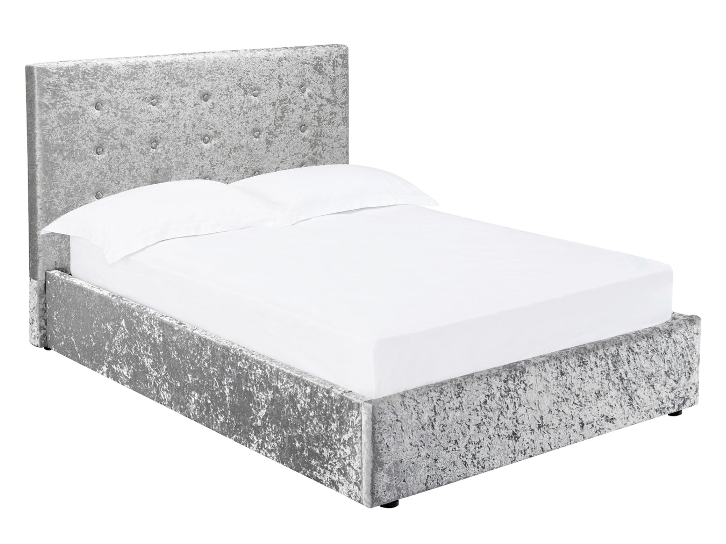 Rimini Ottoman Storage Bed Frame in Crushed Silver