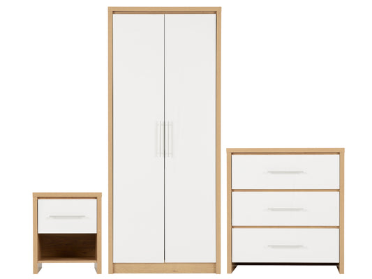 Seville Bedroom Furniture White Gloss and Oak Effect