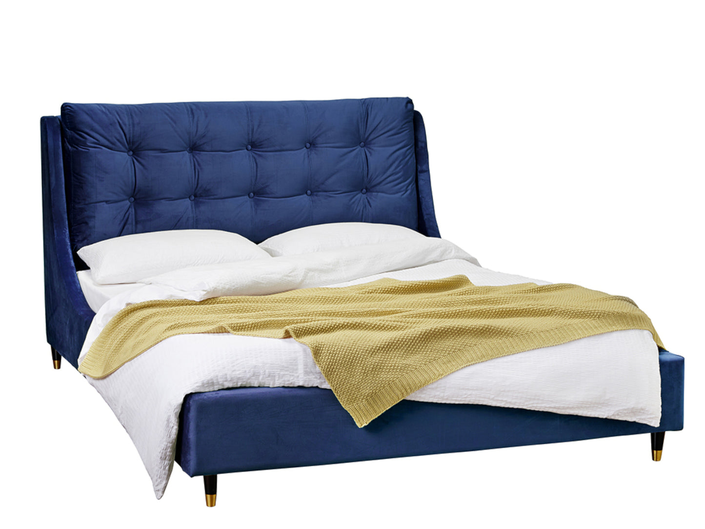 Sloane Bed Frame in Soft Plush Blue Velvet