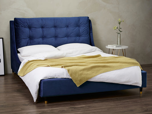 Sloane Bed Frame in Soft Plush Blue Velvet