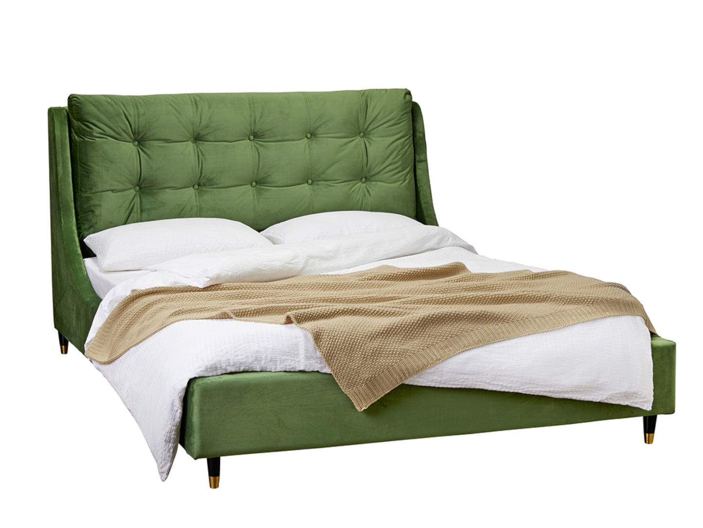 Sloane Bed Frame in Soft Plush Green Velvet