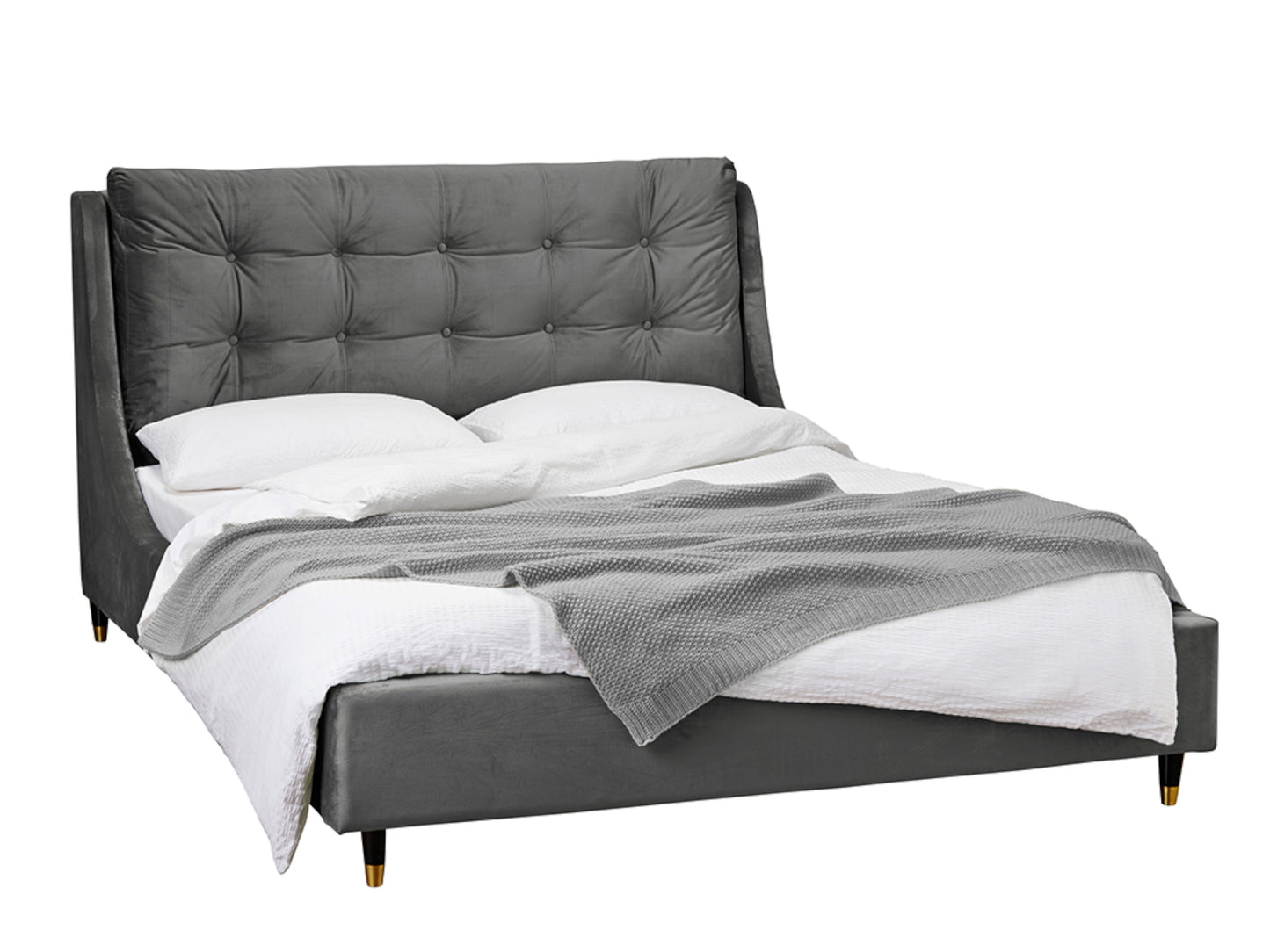 Sloane Bed Frame in Soft Plush Grey Velvet