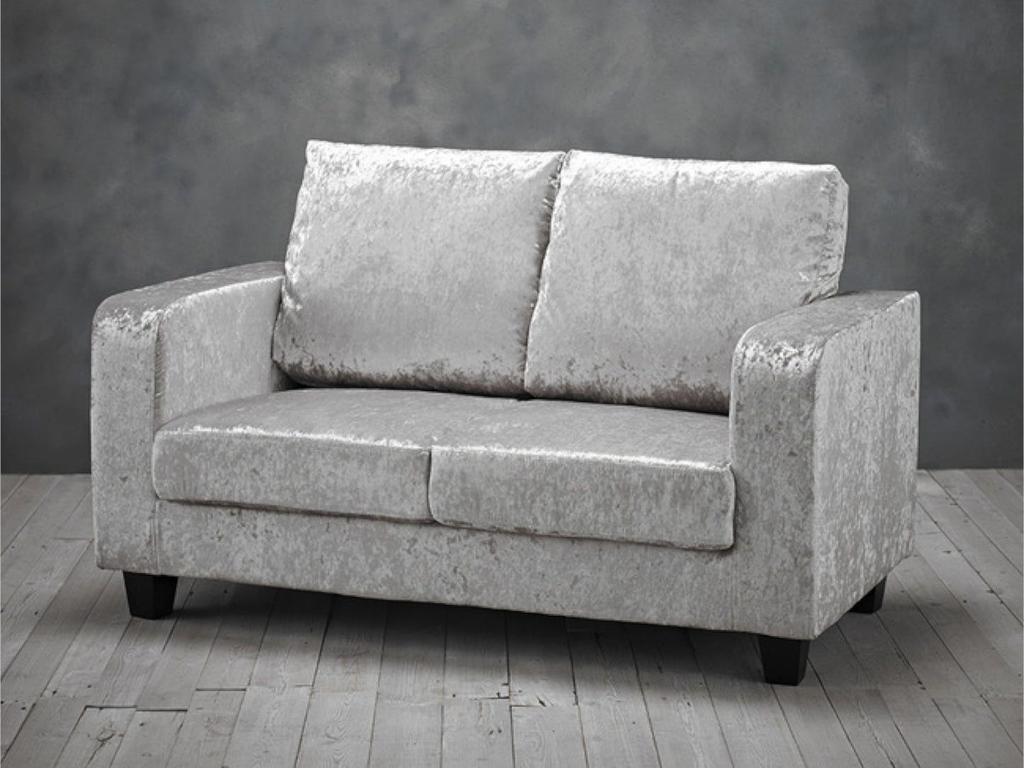 Sofa in a Box in Crushed Velvet Silver