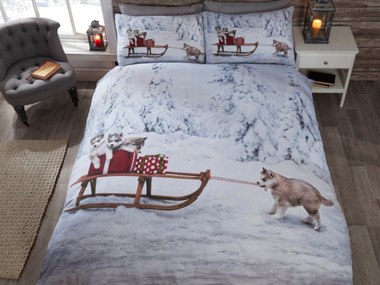 Huskies Christmas Bedding Set Multi
