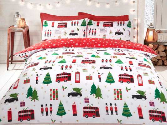 Christmas Collage Bedding Set Multi (reversible)