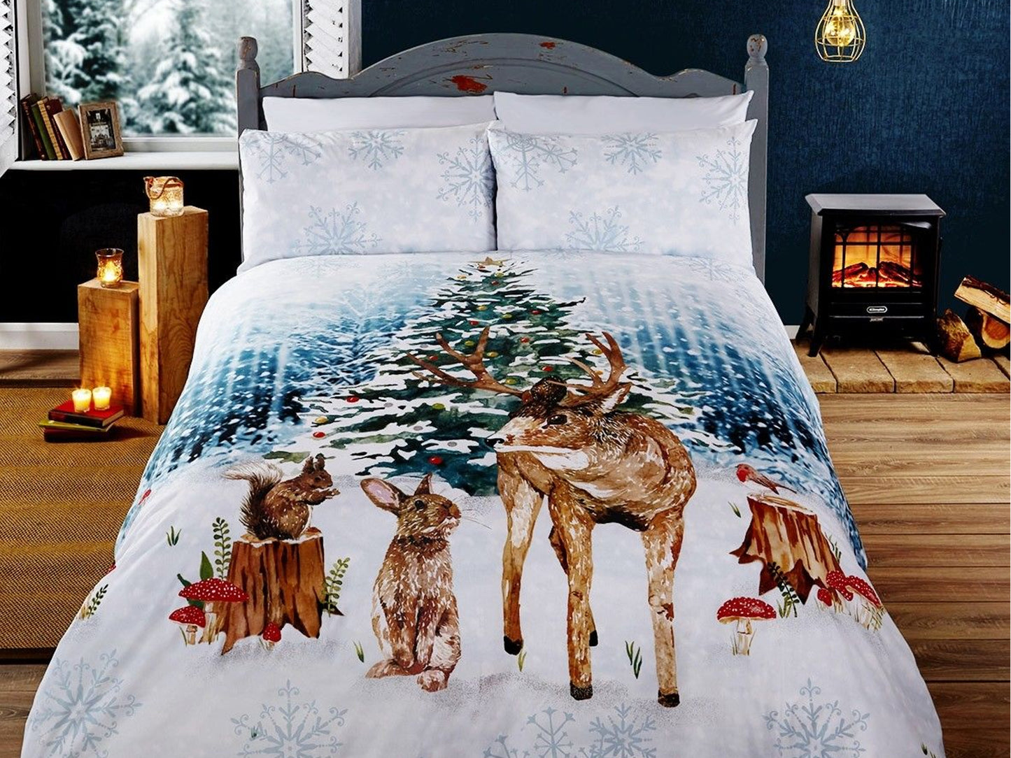 Woodland Christmas Bedding Set Multi