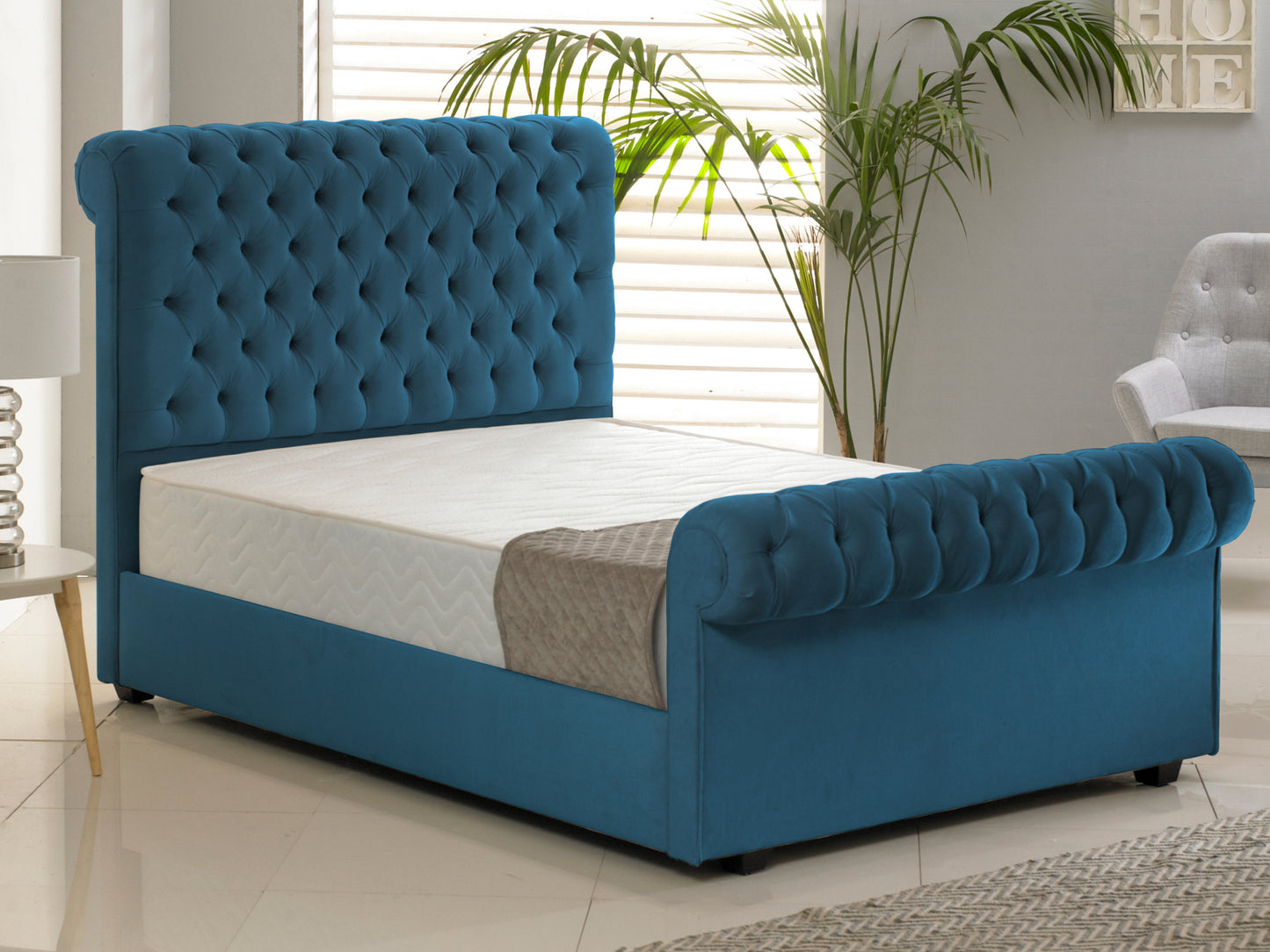 Windsor Luxury Bed Frame in Hercules Blue