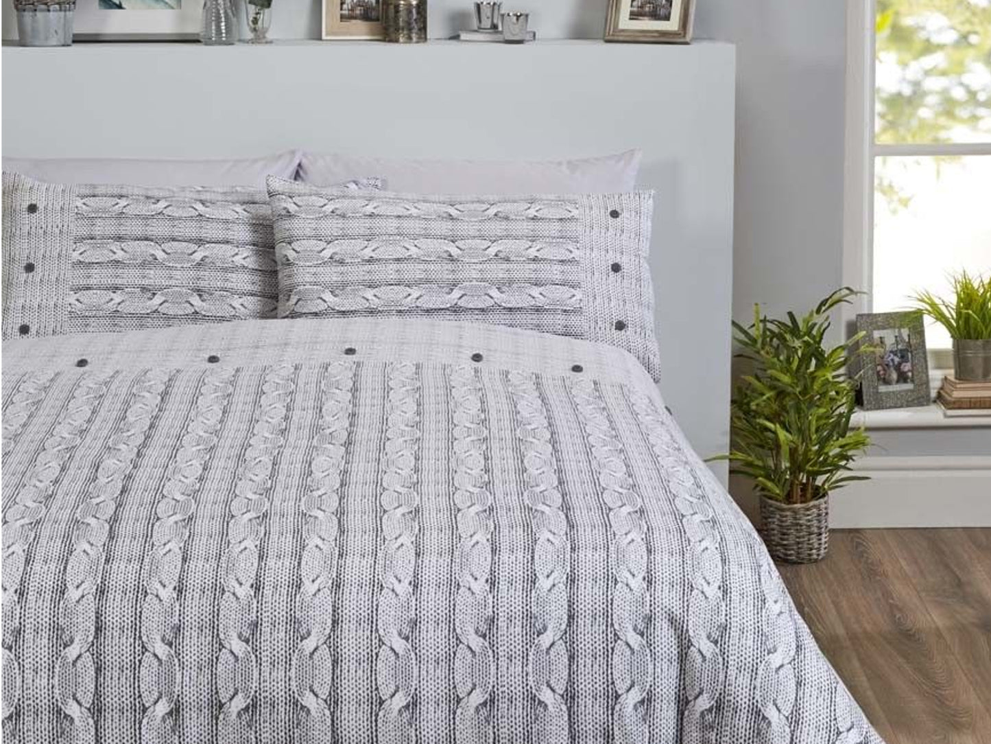 Arran 100% Brushed Cotton  Bedding Set Grey