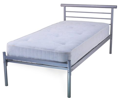 Contract Mesh Heavy Duty Metal Bed Frame in Silver