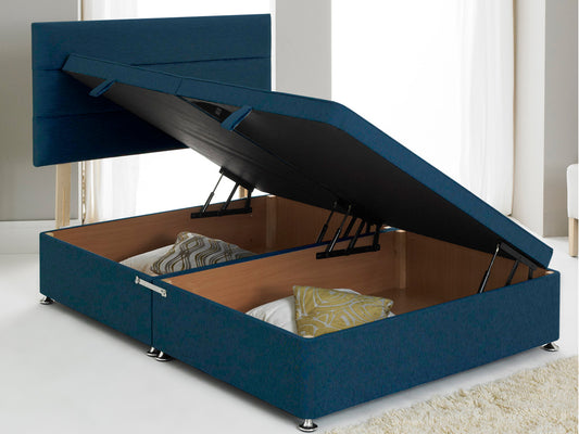 Vencil ST Ottoman Side Opening Bed Base in Chenille Blue