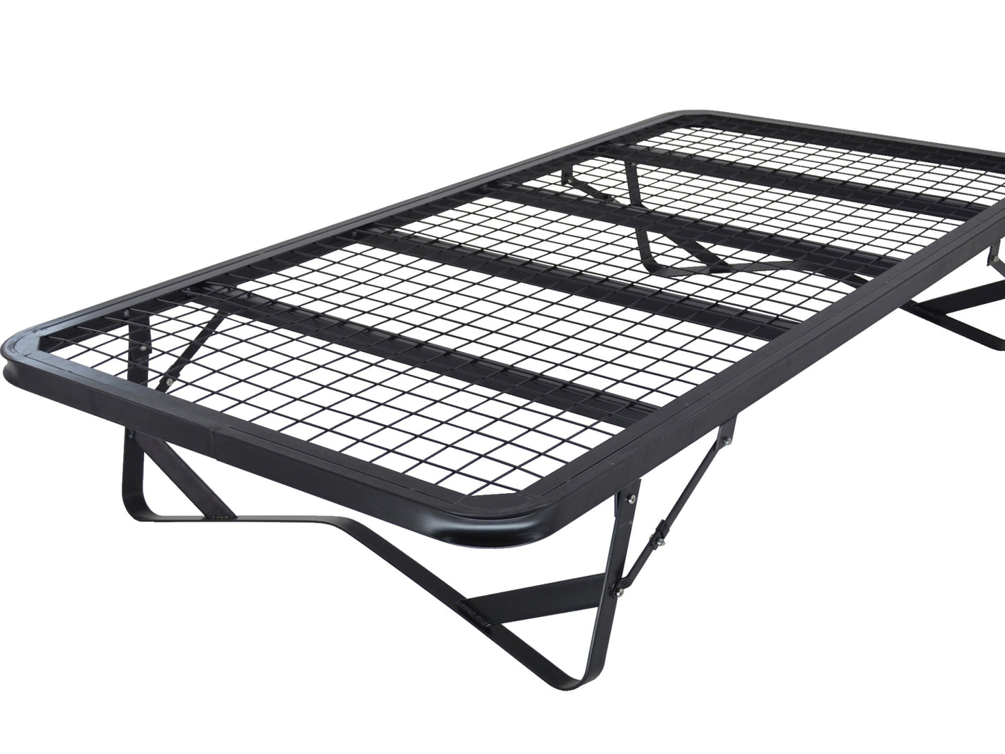 Skid Fold Away Mesh Metal Bed Frame in Black