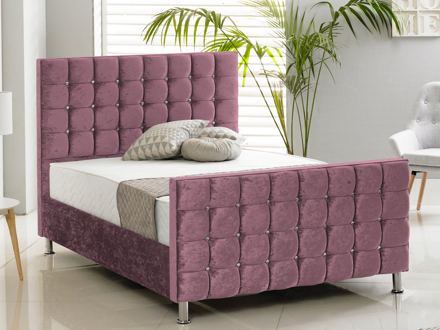 Cube Luxury Bed Frame in Crushed Aubergine
