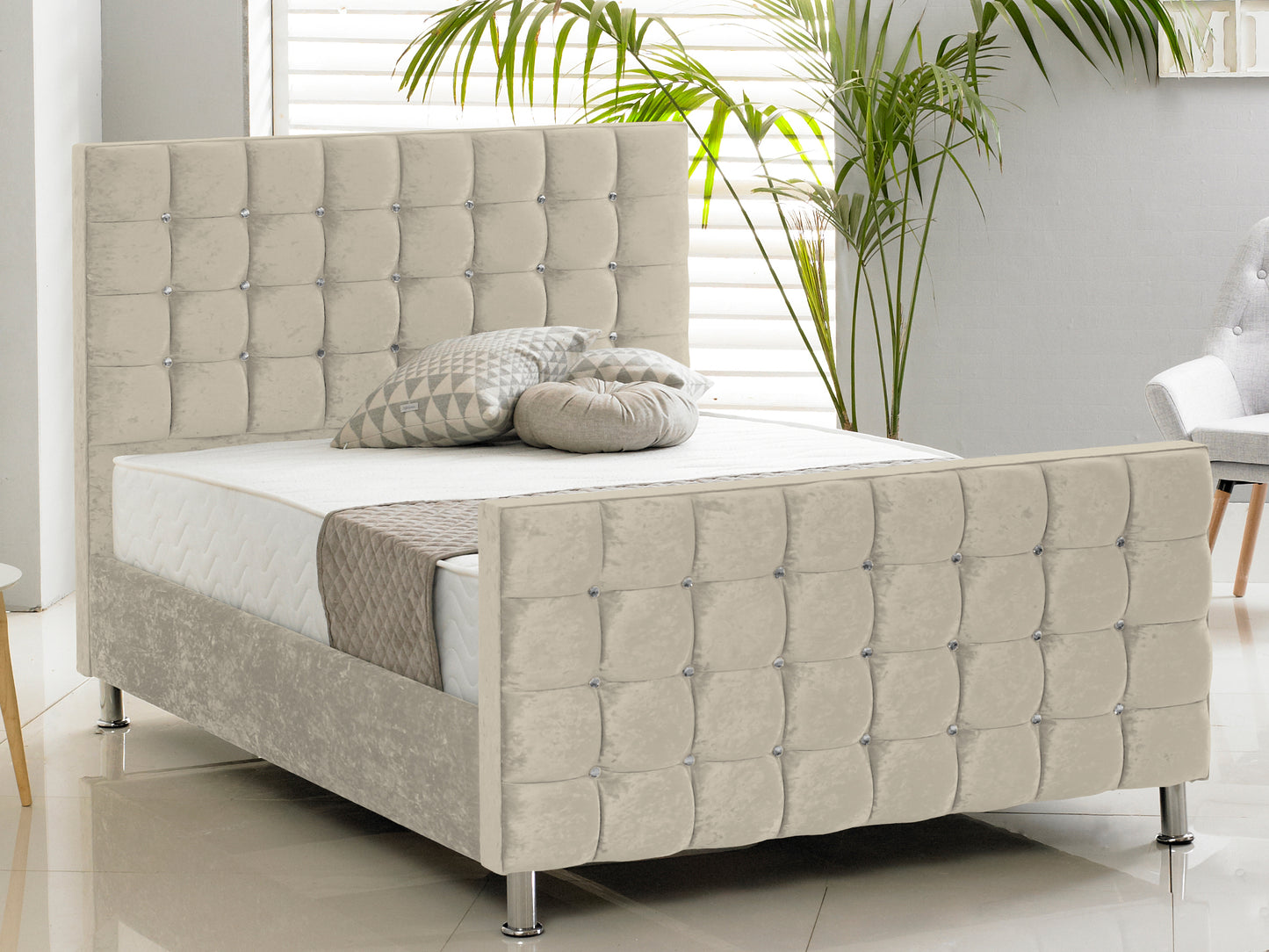 Kensington Luxury Bed Frame in Crushed Cream