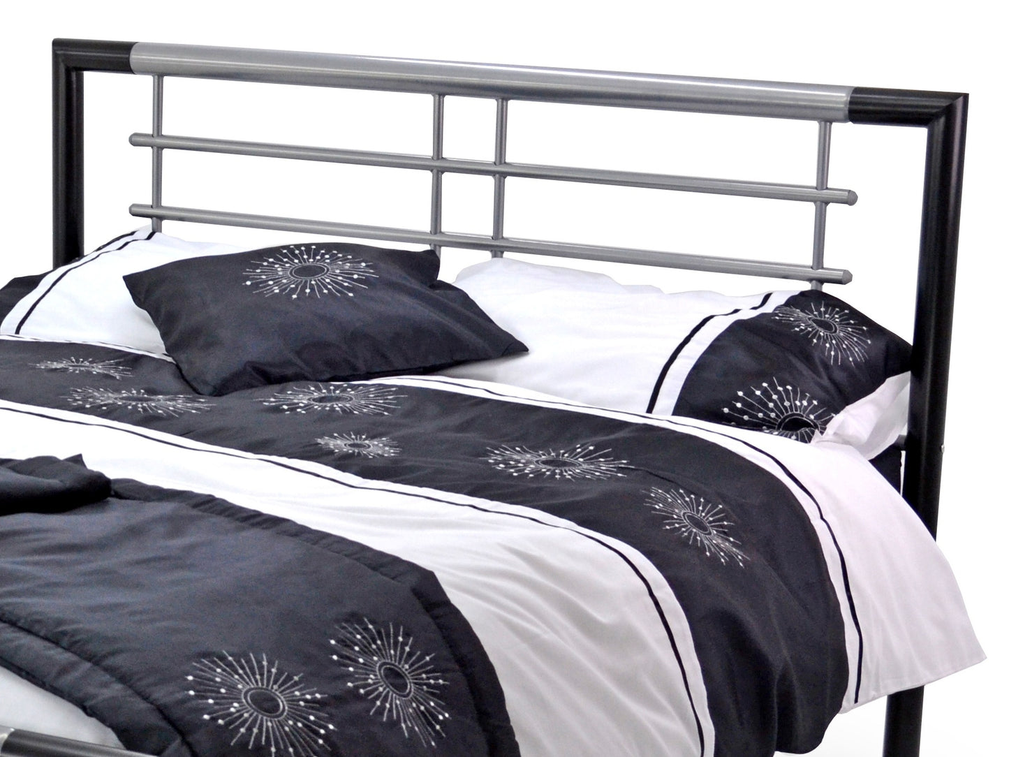 Atlas Luxury Metal Bed Frame in Black and Silver