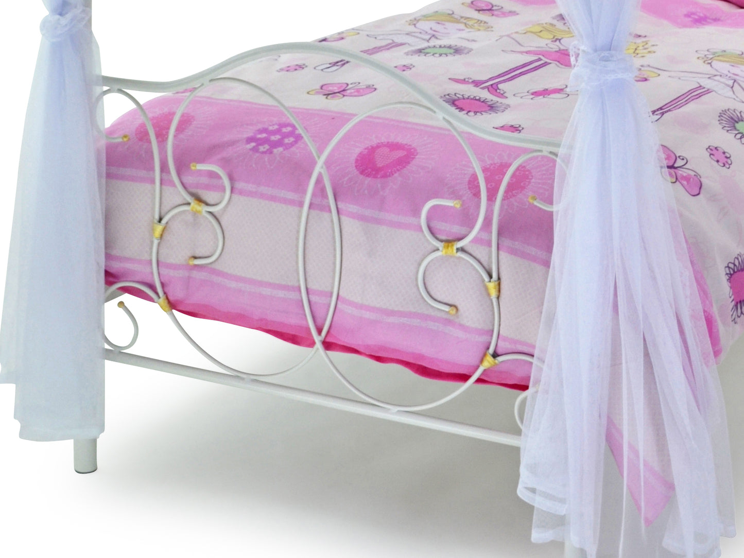 Ballroom Four Poster Metal Bed in White