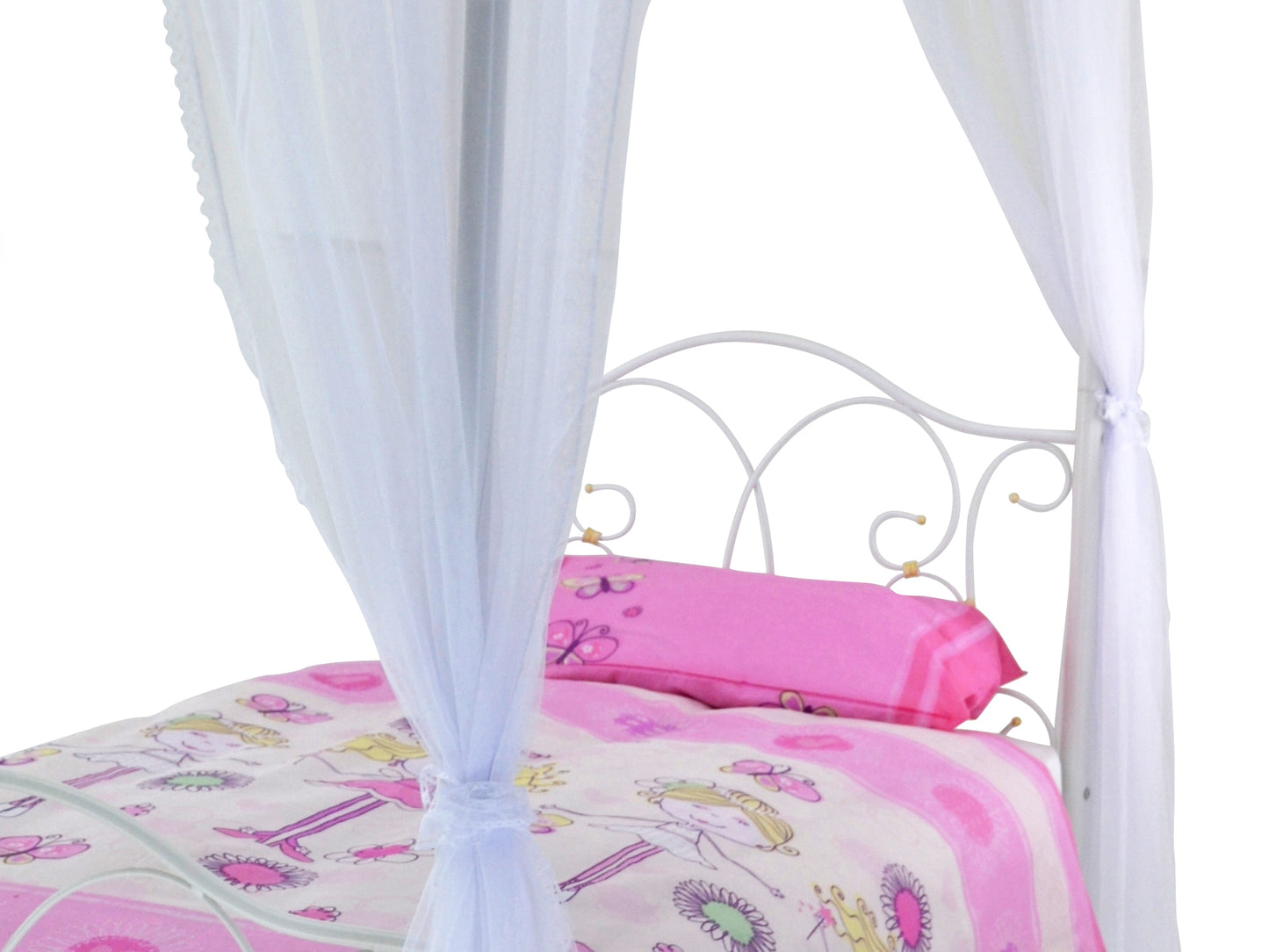 Ballroom Four Poster Metal Bed in White