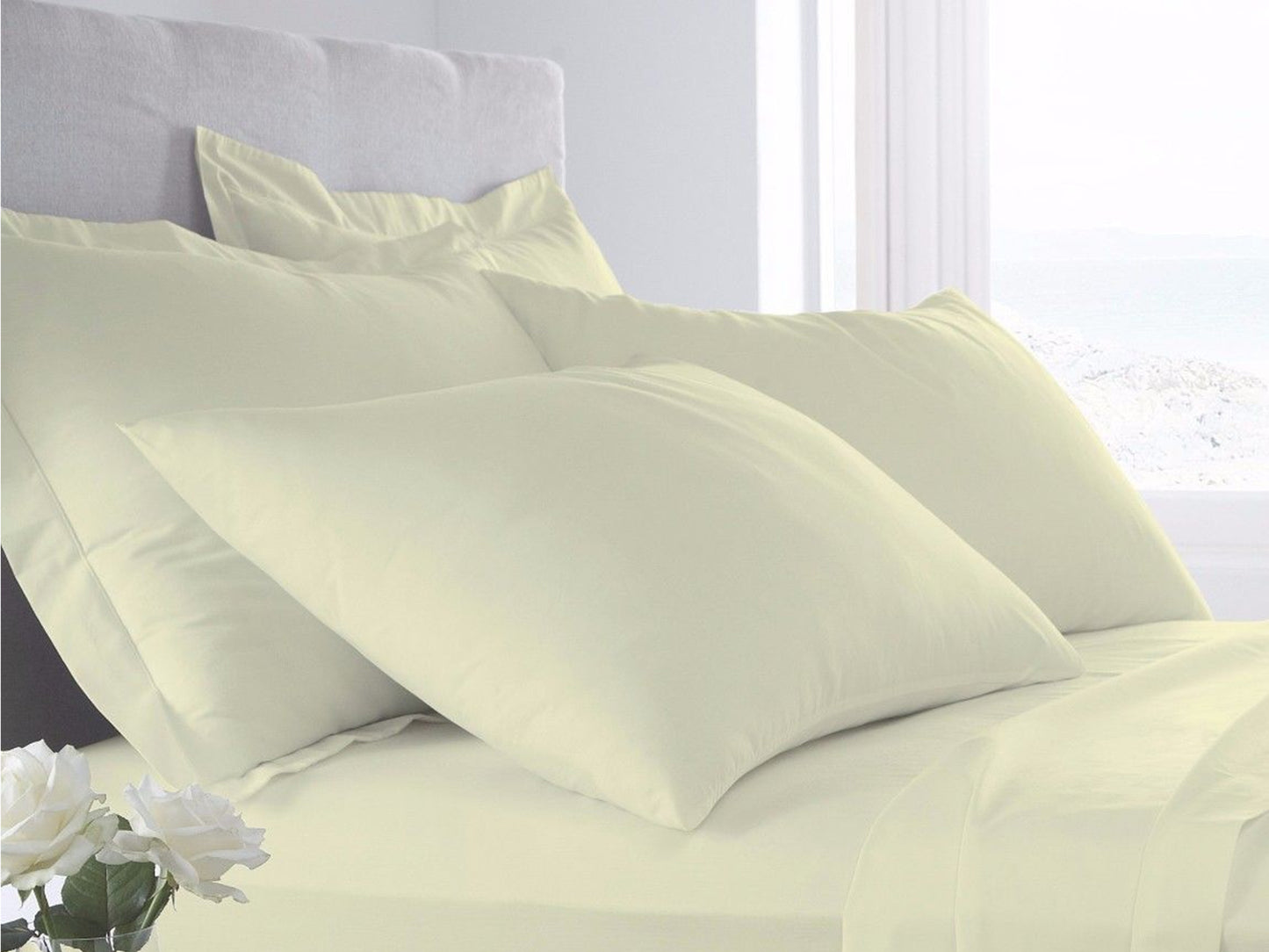 Belle Maison 400tc Egyptian Cotton Duvet Cover & Bed Sheets Cream