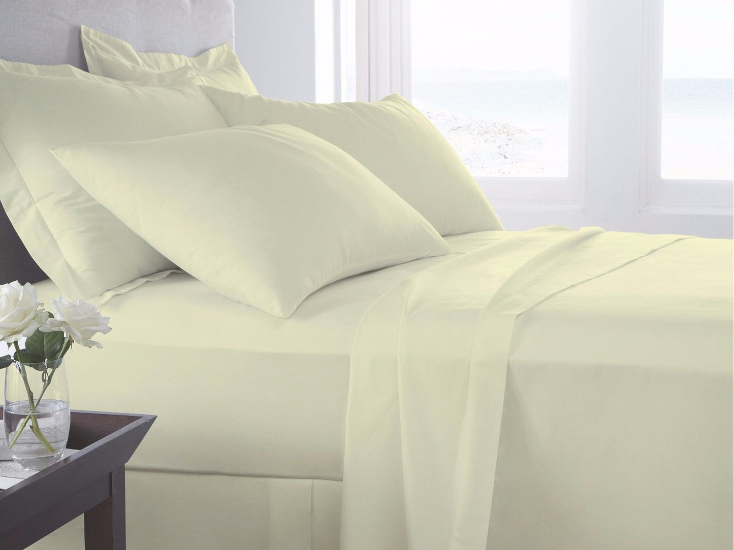 Belle Maison 400tc Egyptian Cotton Duvet Cover & Bed Sheets Cream