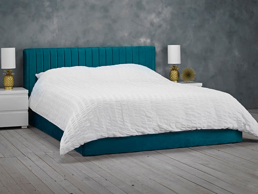 Berlin Ottoman Bed Frame in Teal Velvet