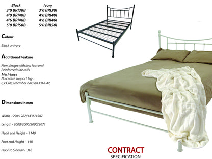 Brighton Luxury Metal Bed Frame in Ivory