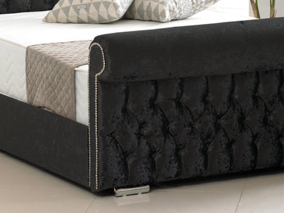 Buckingham Luxury Bed Frame in Crushed Velvet Black